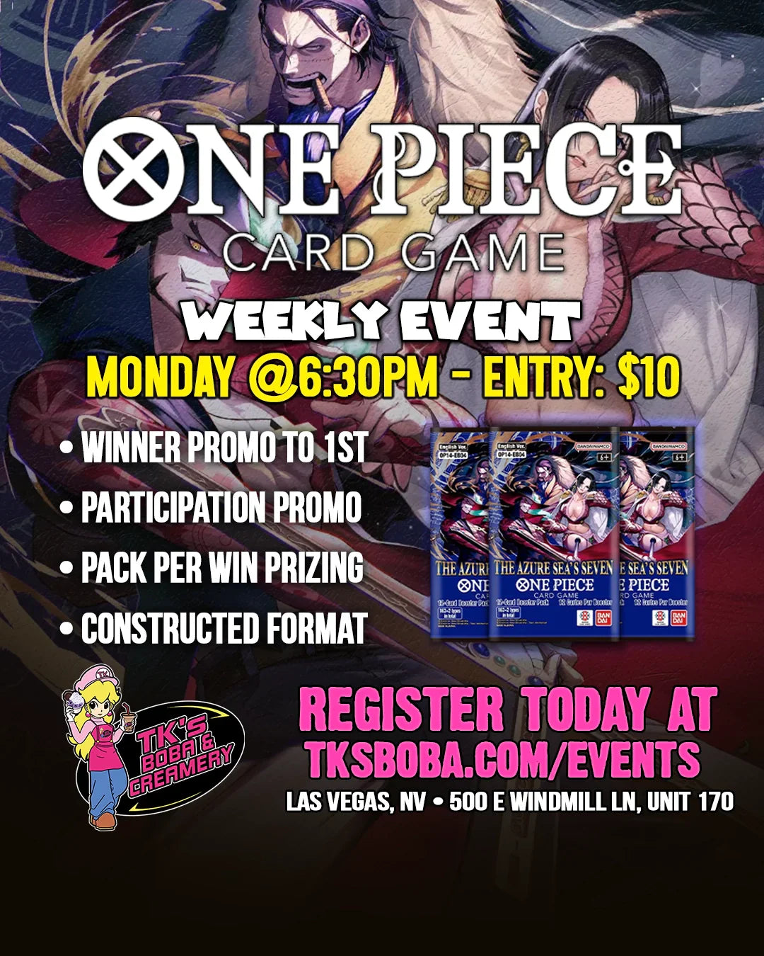 One Piece TCG: Weekly Event (Hosted @TK's Boba & Creamery)